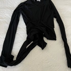 Gymshark Power Down Long Sleeve Crop Top - Black Small NWT